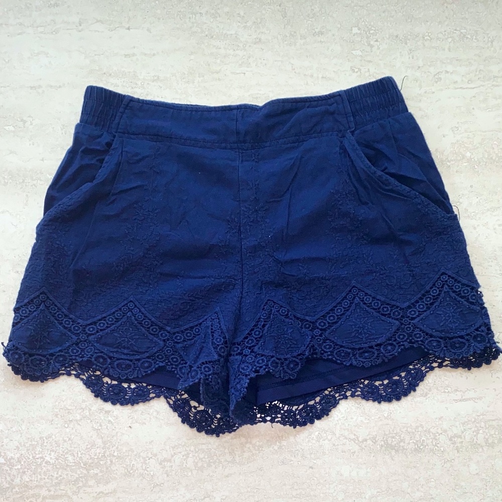 Xhilaration Navy Blue Lace Embroidered Shorts